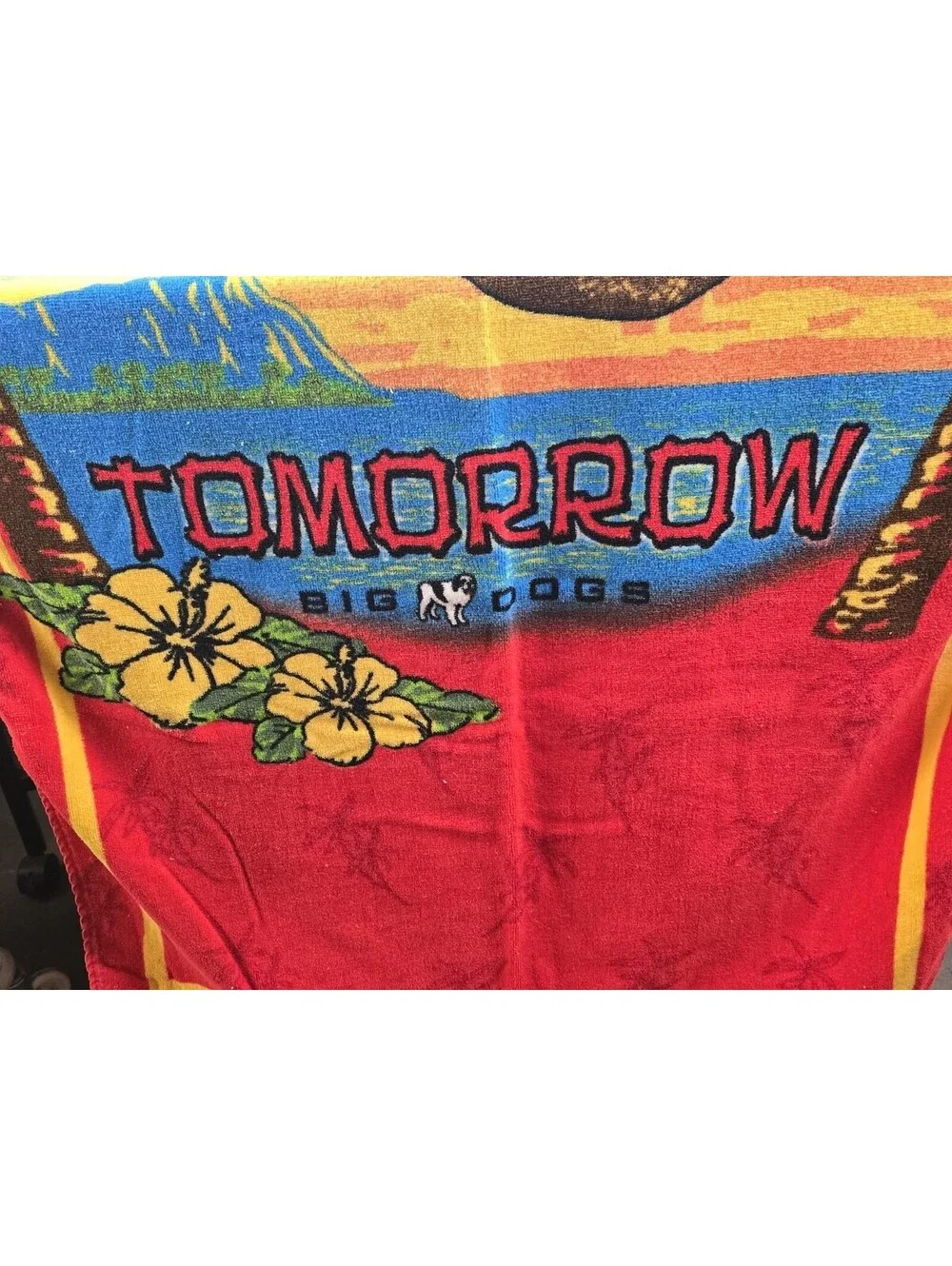 Vintage Big Dogs Beach Towel Just Get'er Done Tomorrow 30x54 Vintage 2005 Rare